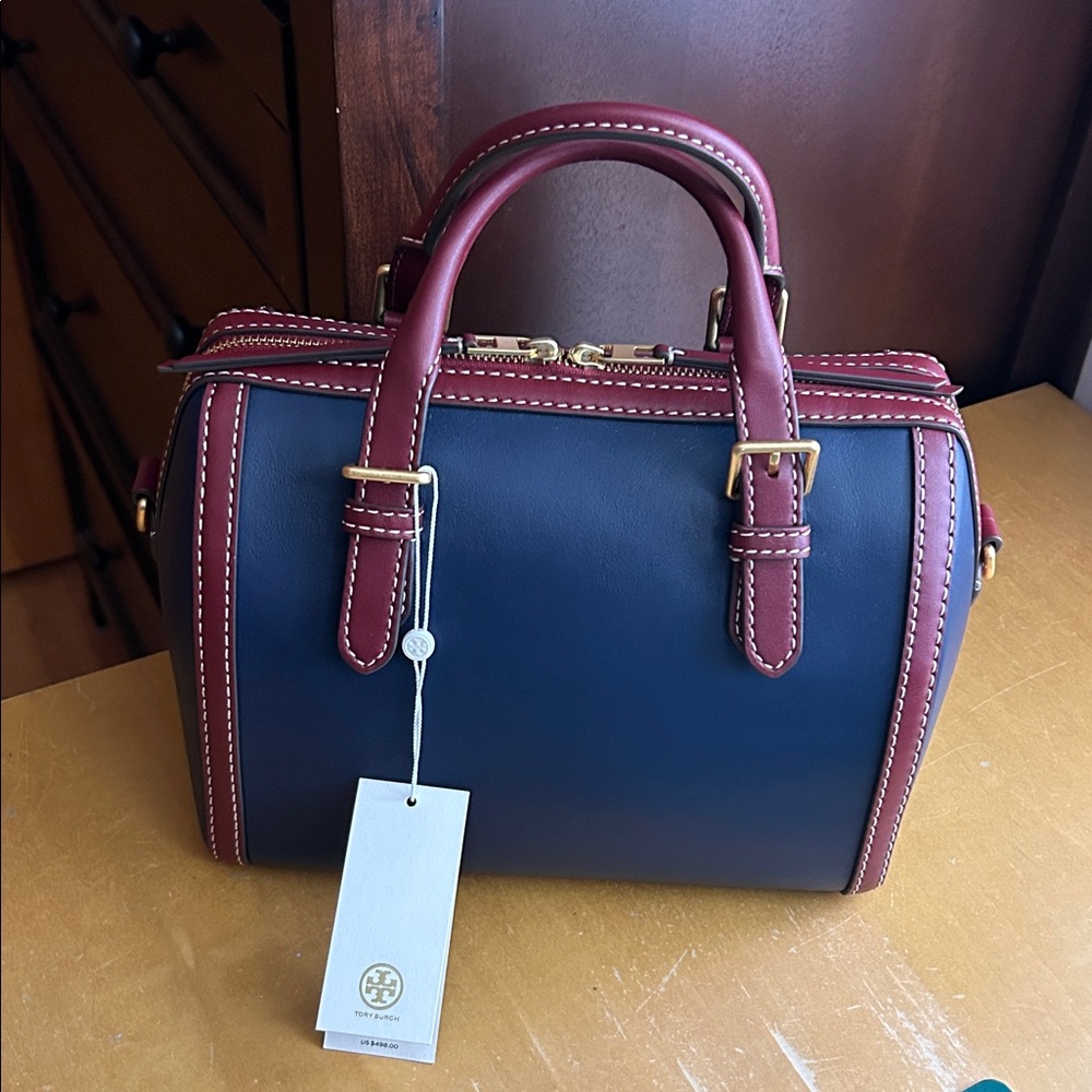 Tory Burch T Monogram Color Block Barrel Bag - Picture 14 of 16